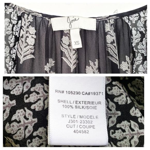 SOLD!!  JOIE Corbelle Printed Silk Peasant Blouse - Picture 7 of 8